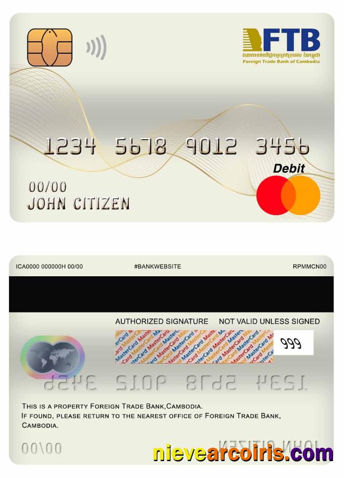 Cambodia Foreign Trade bank master debit card